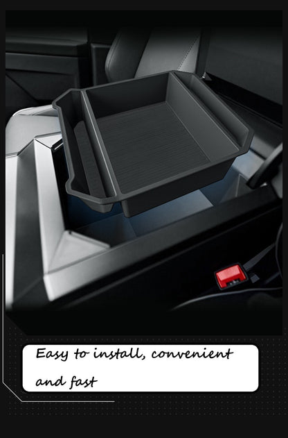 Cybertruck—Storage slot in the armrest box